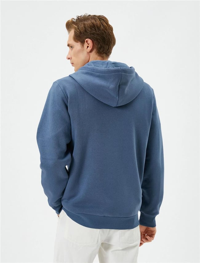 Koton  4Wam70029Mk 600 Açık İndigo Erkek Pamuk Jersey Sweatshirt