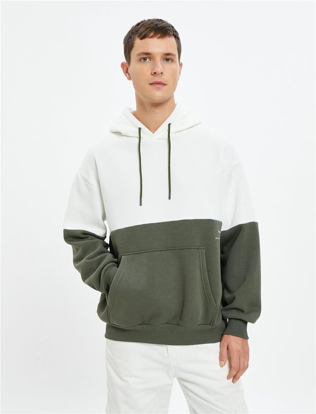 Koton 4Wam70045Mk 010 Ekru Erkek Pamuk Jersey Sweatshirt