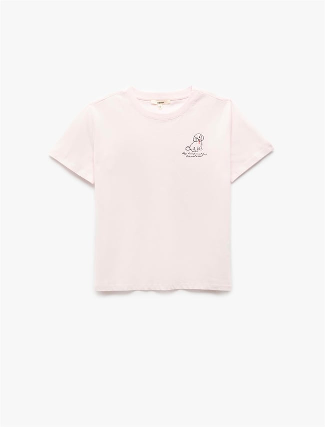 Koton 5Sak50112Ek 274 Pembe Kadın Pamuk Jersey T-Shırt