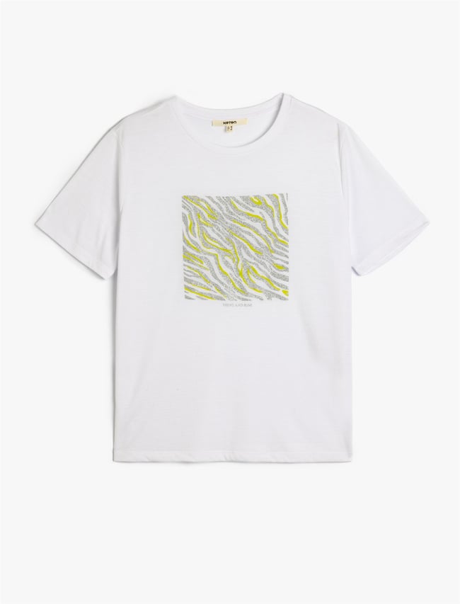 Koton 5Sak50114Ek 000 Beyaz Kadın Vıskoz Jersey T-Shırt
