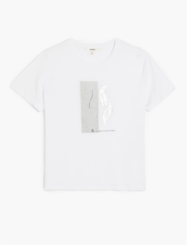 Koton 5Sak50120Ek 000 Beyaz Kadın Vıskoz Jersey T-Shırt