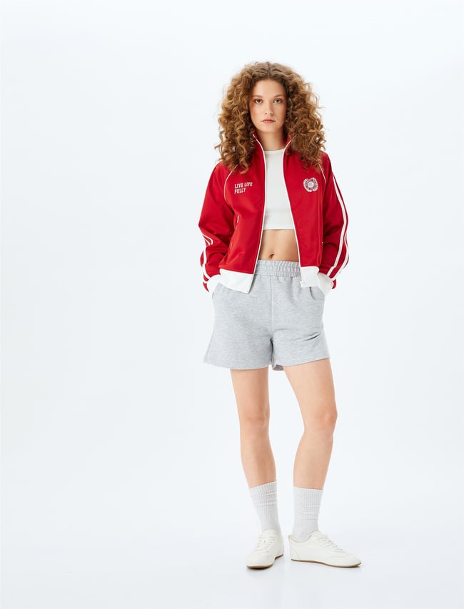 Koton 5Sal40020Ik Kgm Koyu Grı Melanj Genc Kız Pamuk Jersey Short