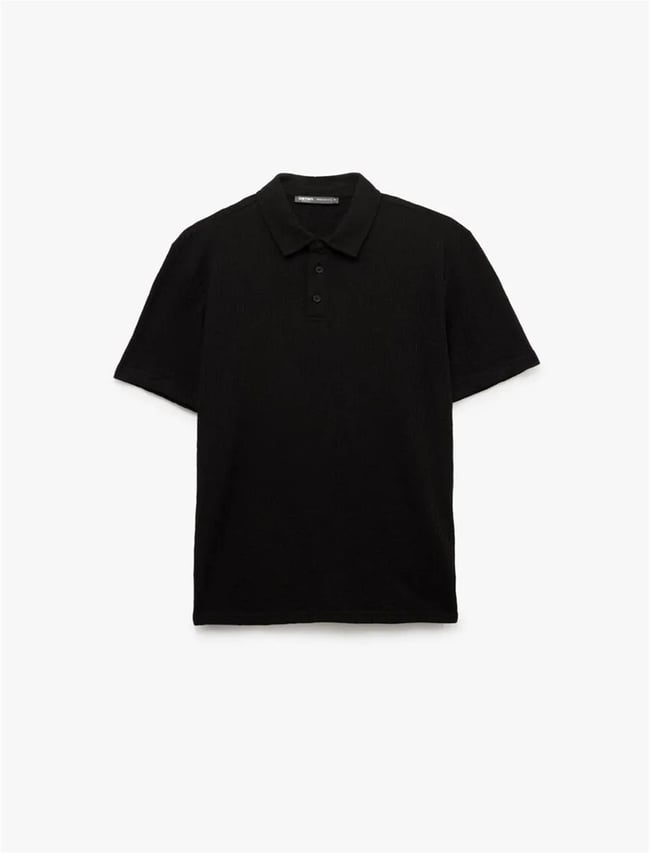 Koton 5Sam10001Mk 999 Sıyah Erkek Pamuk Jersey Polo T-Shırt
