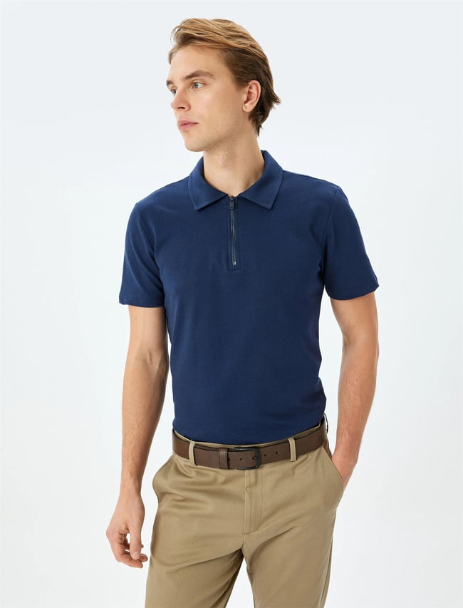 Koton 5Sam10005Mk 725 Lacıvert Erkek Pamuk Jersey Polo T-Shırt