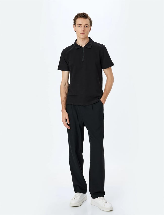 Koton 5Sam10005Mk 999 Sıyah Erkek Pamuk Jersey Polo T-Shırt