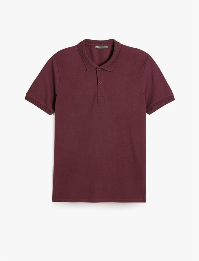 Koton 5Sam10015Mk 467 Bordo Erkek Pamuk Jersey Polo T-Shırt