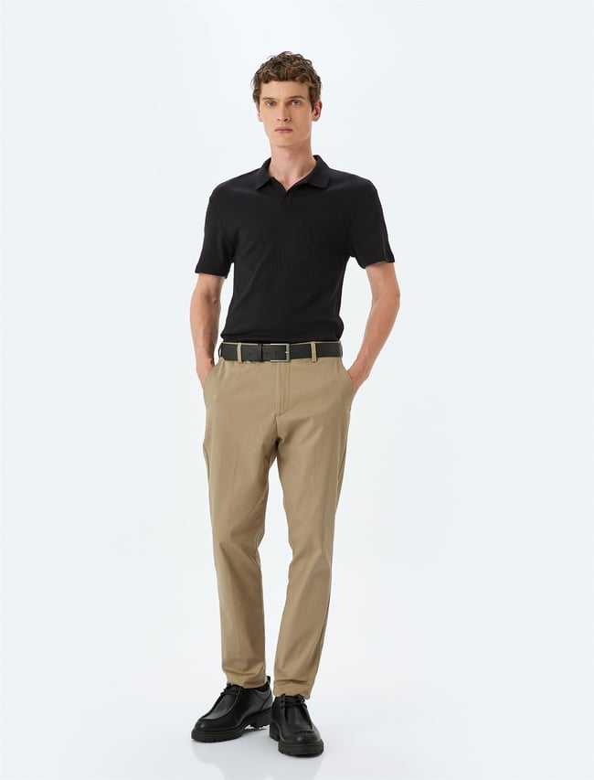 Koton 5Sam10025Mk 999 Sıyah Erkek Jersey Pamuk Polo T-Shırt