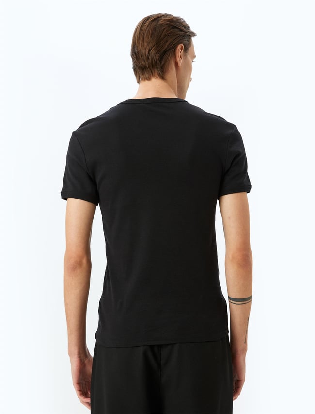 Koton 5Sam10047Hk 999 Sıyah Erkek Pamuk Jersey Kısa Kollu Basıc T-Shırt