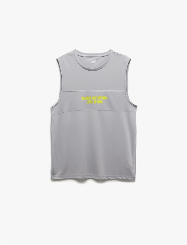 Koton 5Sam30013Nk 027 Grı Erkek Polıester Jersey Spor Kolsuz T-Shırt