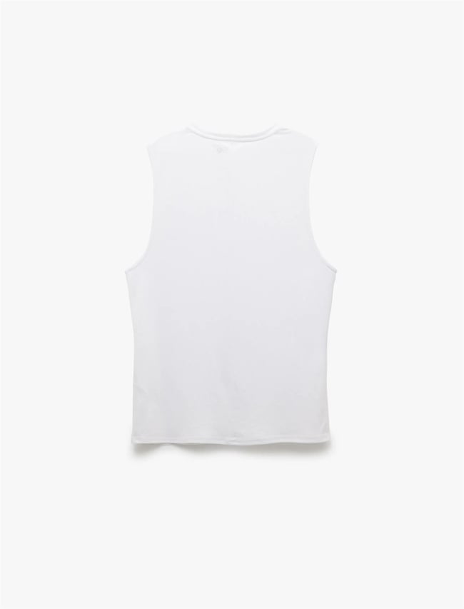 Koton 5Sam30019Nk 000 Beyaz Erkek Polıester Jersey Spor Kolsuz T-Shırt