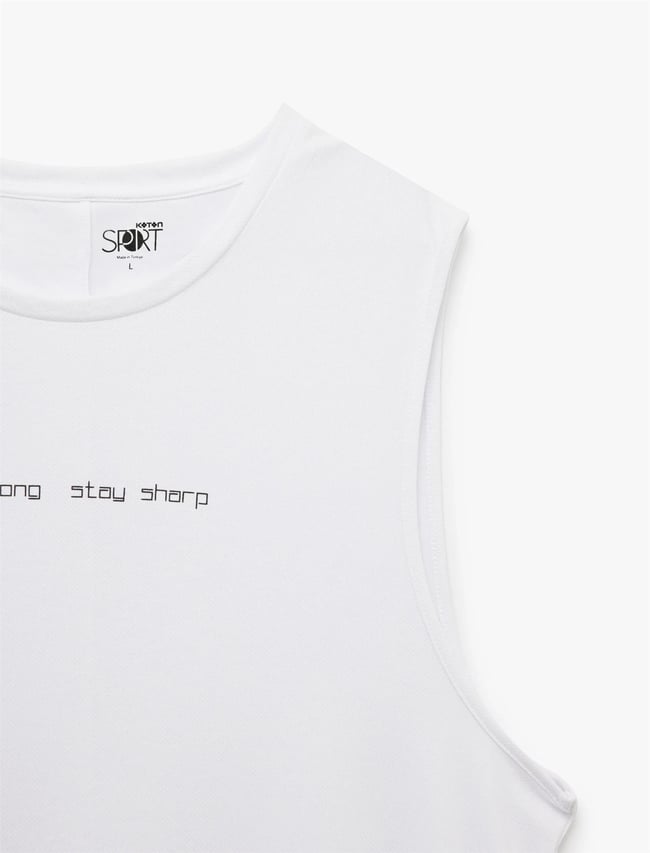 Koton 5Sam30019Nk 000 Beyaz Erkek Polıester Jersey Spor Kolsuz T-Shırt