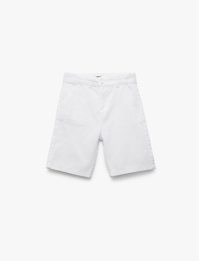 Koton 5Skb40047Tw 000 Beyaz Erkek Cocuk Pamuk Dokuma Short