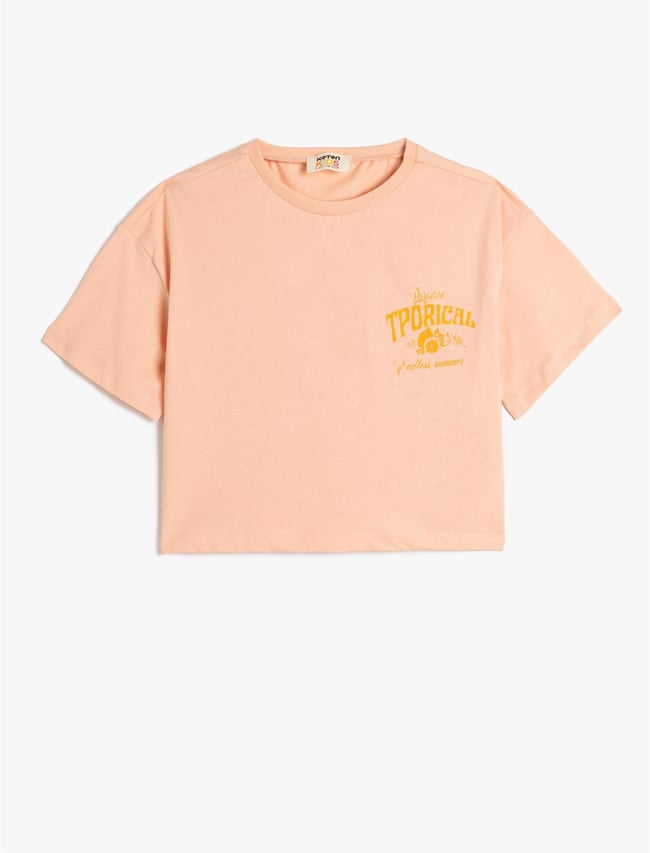 Koton 5Skg10144Ak 298 Pembe Kız Cocuk Pamuk Jersey Kısa Kollu T-Shırt