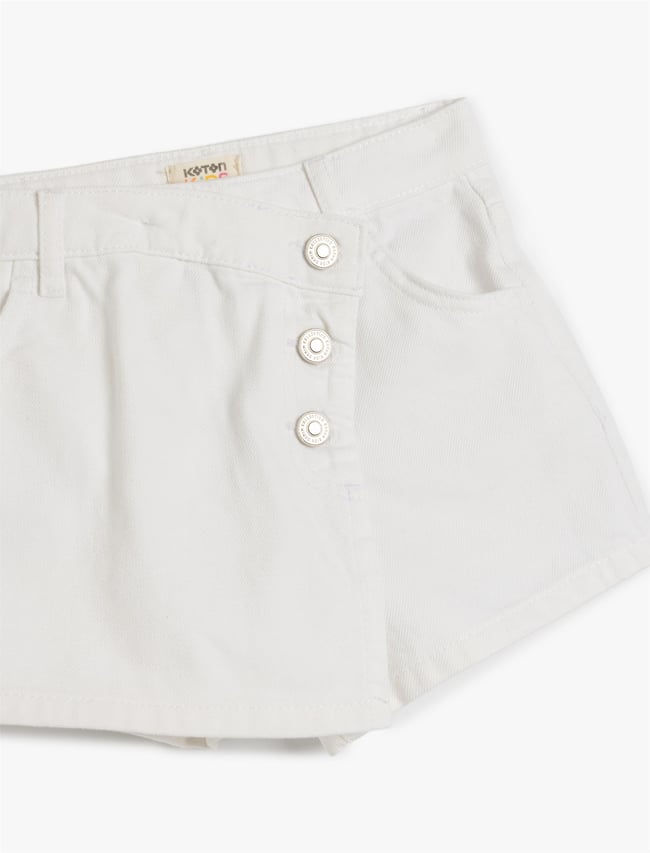 Koton 5Skg40043Ad 000 Beyaz Kız Cocuk Pamuk Denım Short