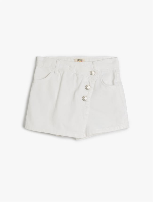Koton 5Skg40043Ad 000 Beyaz Kız Cocuk Pamuk Denım Short