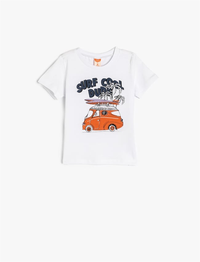 Koton 5Smb10061Tk 000 Beyaz Erkek Bebek Pamuk Jersey T-Shırt