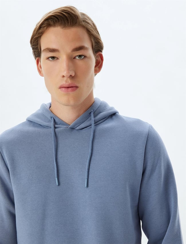 Koton 5Wam70001Mk 604 Mavı Erkek Pamuk Jersey Sweatshırt