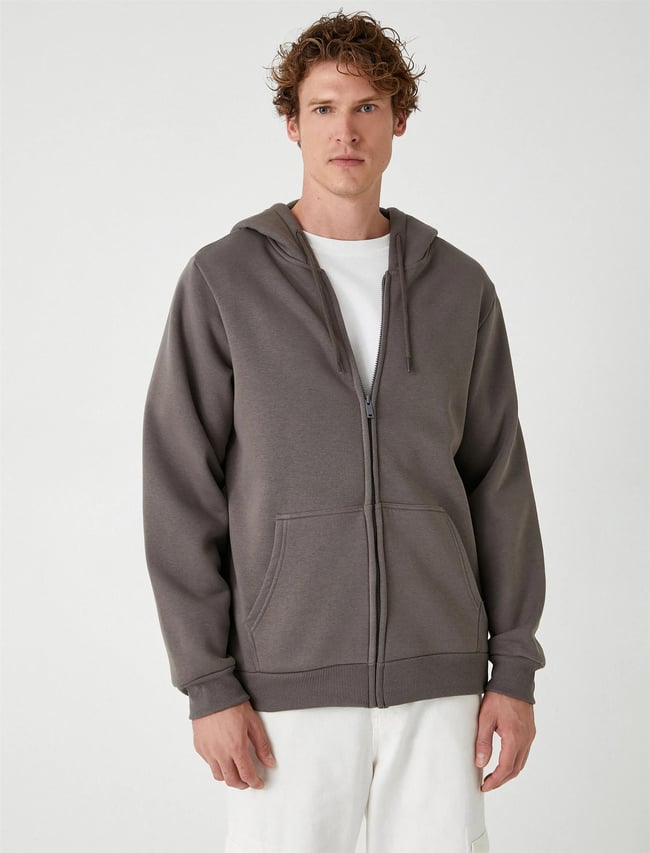 Koton 5Wam70016Mk 939 Antrasıt Erkek Pamuk Jersey Sweatshırt