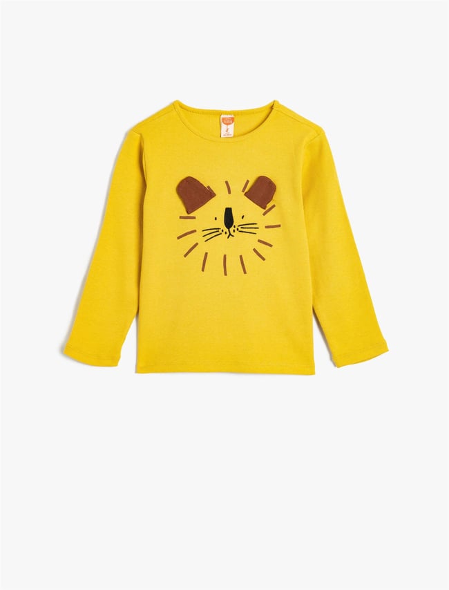 Koton 5Wmb10173Tk 165 Sarı Erkek Bebek Pamuk Jersey Sweatshirt