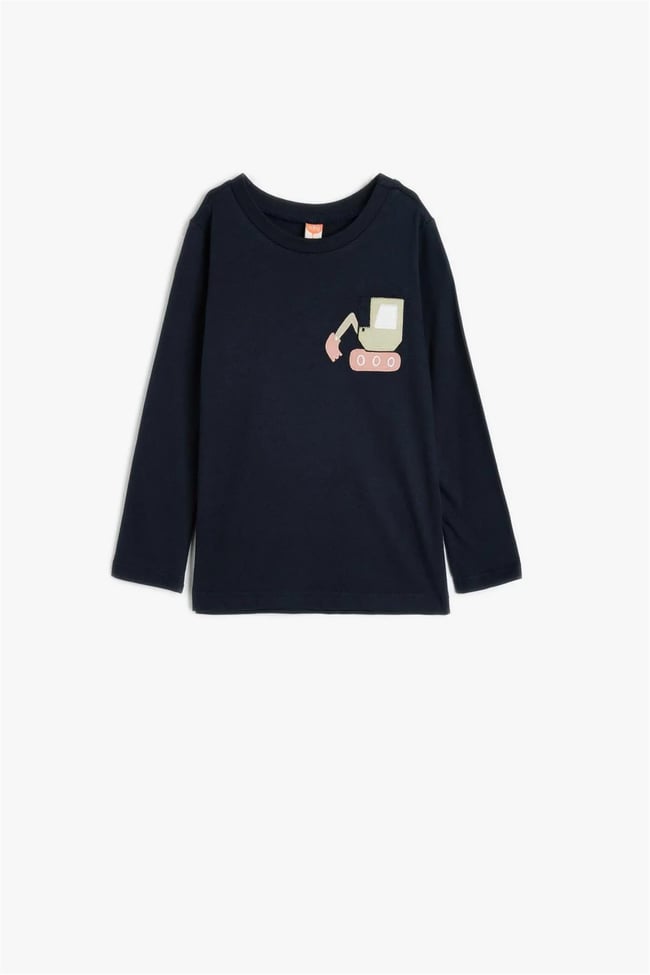 Koton 5Wmb10192Tk 704 Lacivert Erkek Bebek Pamuk Jersey Sweatshirt