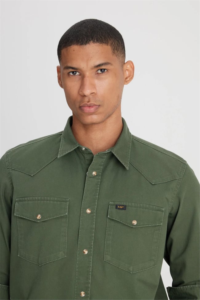 Lee L241514 801 Khaki Erkek Loose Uzun Kollu Gömlek
