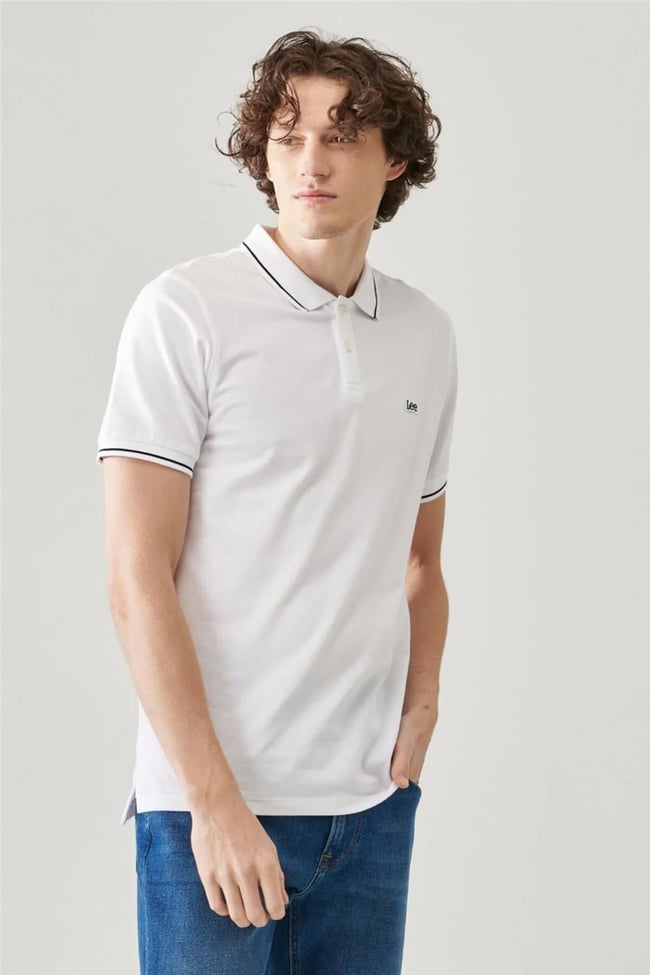 Lee L61Arllj Beyaz Erkek Ss Kısa Kollu Pıque Polo T-Shirt