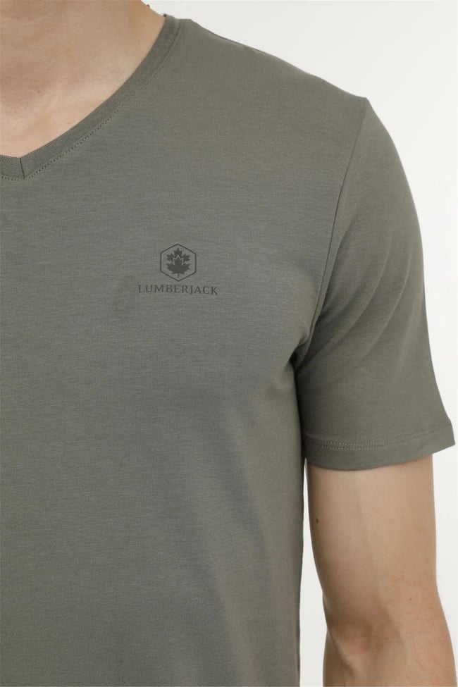 Lumberjack A10149740008010 4M M-Ct106 Bsc V Nk T-Sh 4Fx Haki Erkek T-Shirt