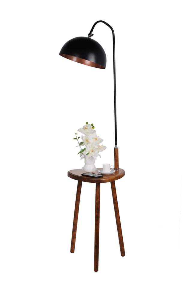 Lumexx Demet Sehbalı Ahşap Lambader Ceviz Retro 3 Başlıklı