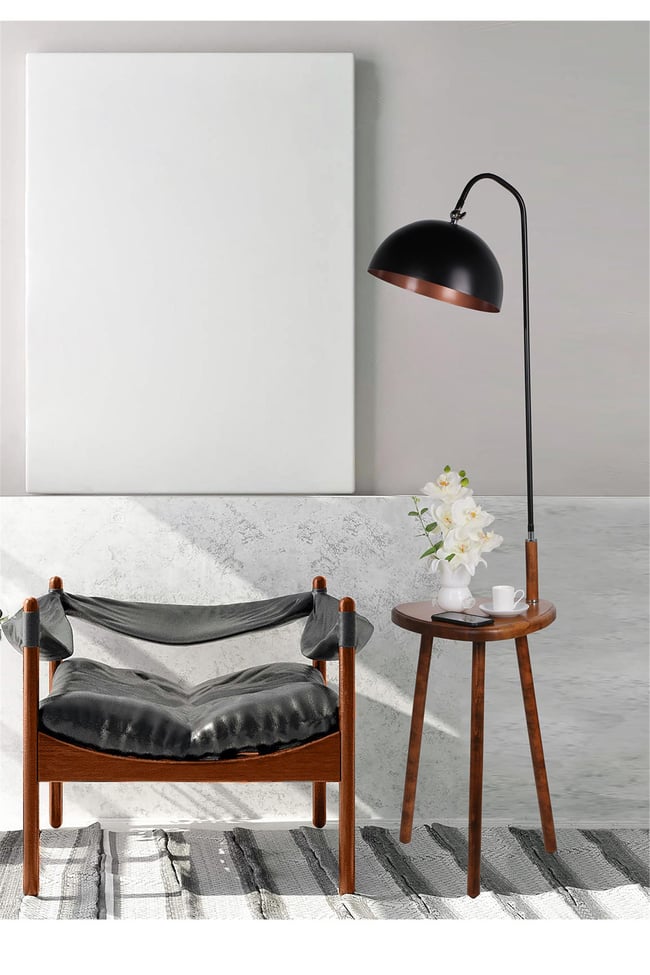 Lumexx Demet Sehbalı Ahşap Lambader Ceviz Retro 3 Başlıklı