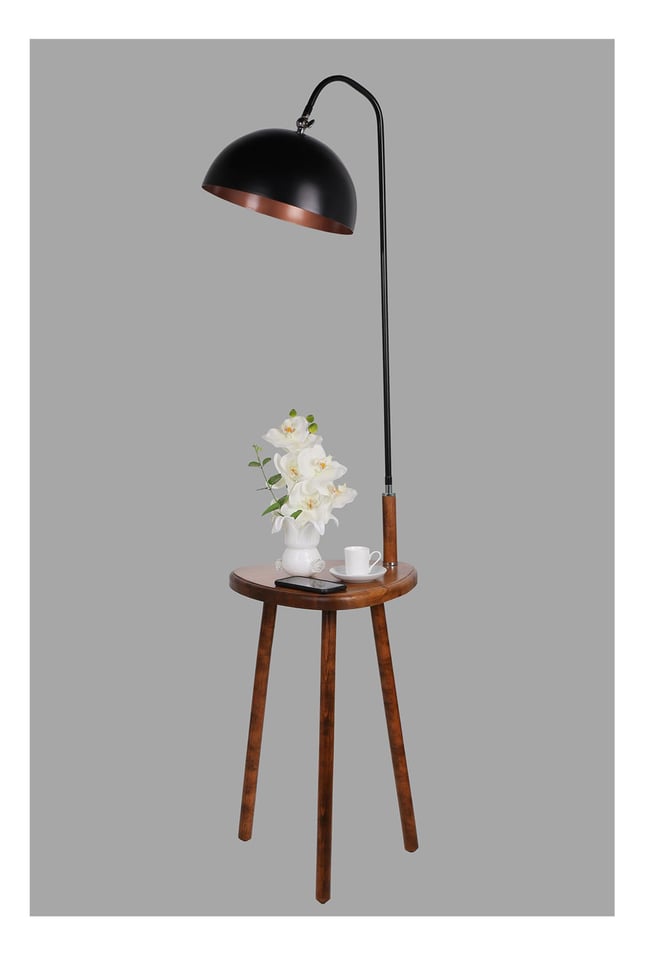 Lumexx Demet Sehbalı Ahşap Lambader Ceviz Retro 3 Başlıklı