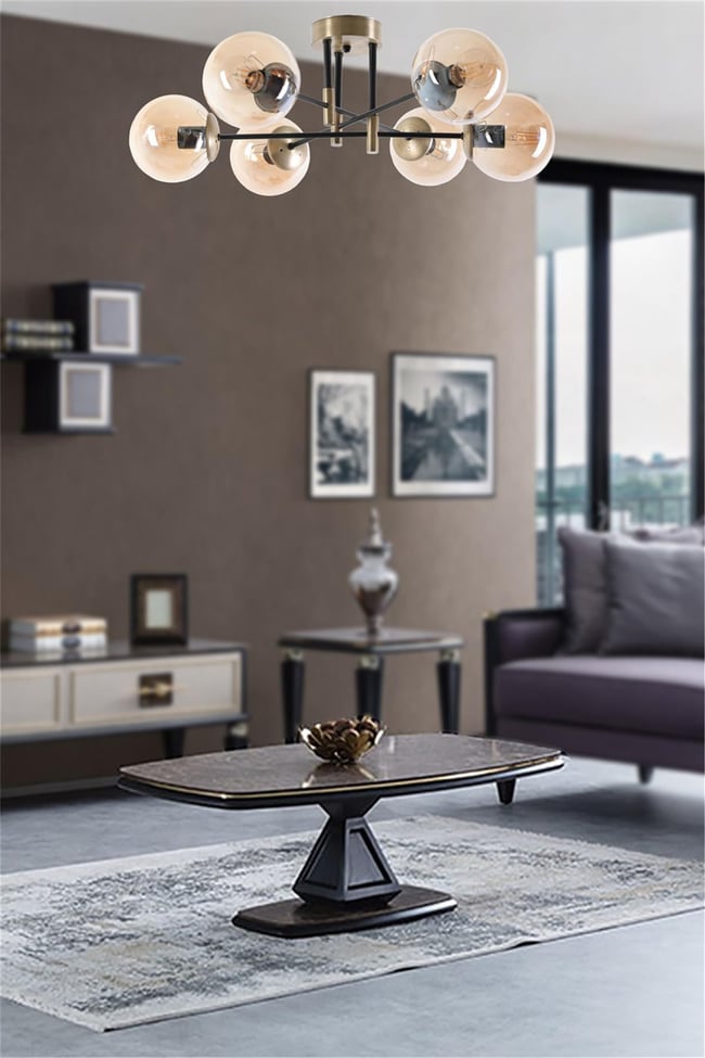 Lumexx  Dolunay 6 Lı Eskitme Bal Camlı Avize
