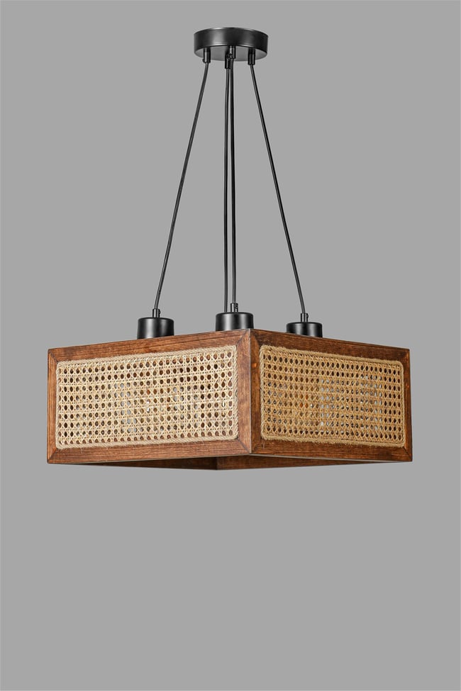Lumexx Kumsal 4 Lü Kare Ceviz Rattan Avize