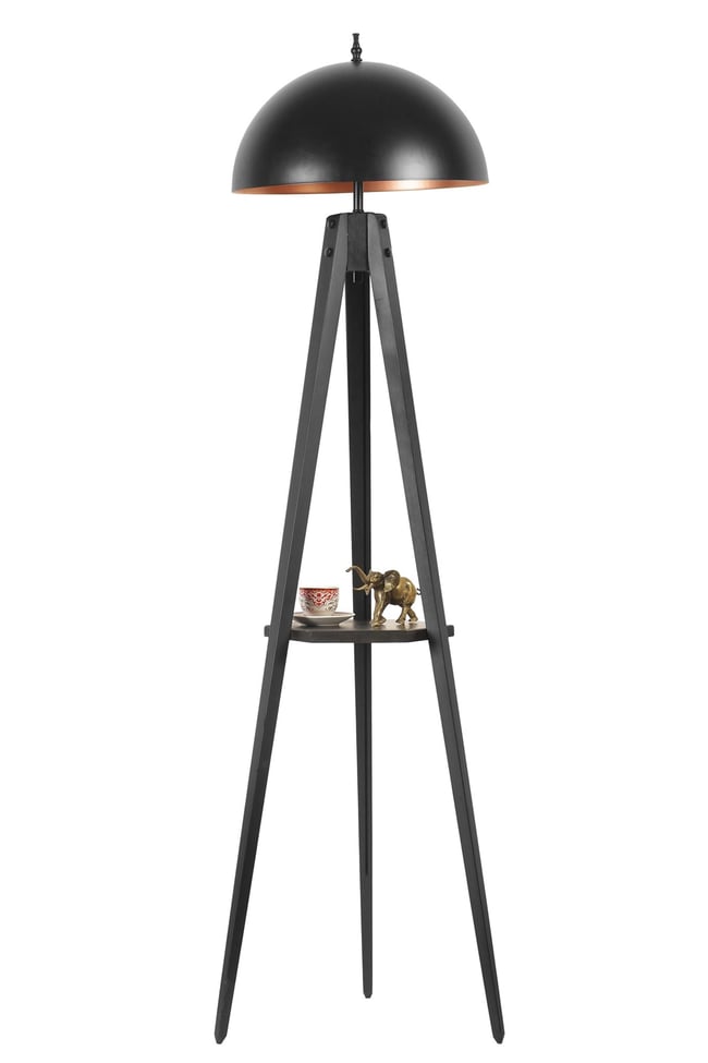 Lumexx Sehpalı Tripod Siyah Büyük Retro Başlıklı Lambader