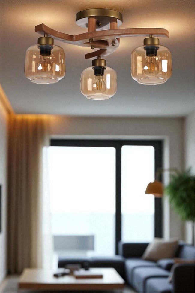 Lumexx Weston 3 Lü Naturel Bal Camlı Plofonyer Avize