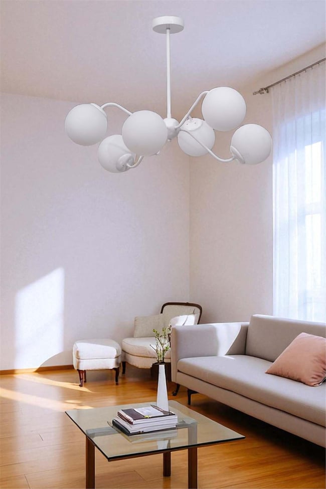 Lumexx Yeni Ahtapot 6 Lı Beyaz Camlı Avize