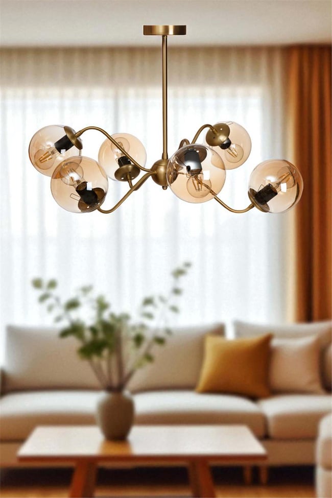 Lumexx Yeni Ahtapot 6 Lı Eskitme Bal Camlı Avize
