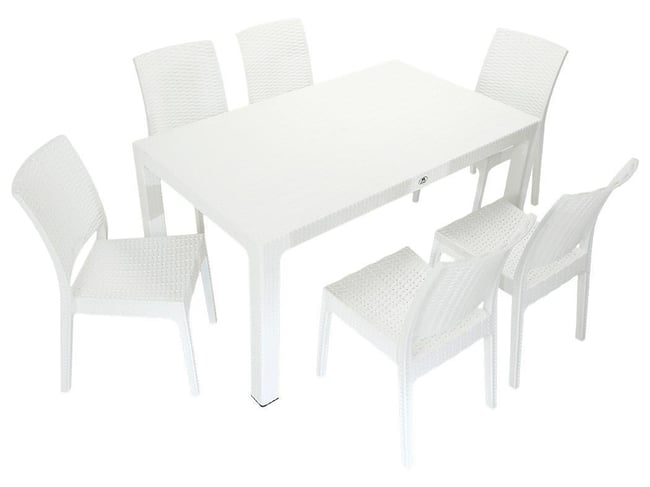 Mandella Elit Rattan 90x150 Elit Sandalye Masa Takımı BEYAZ