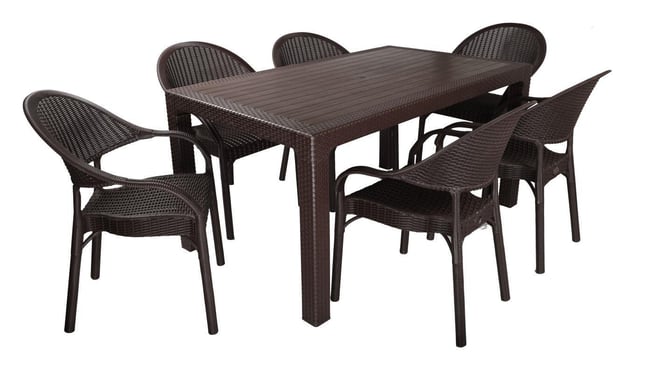 Mandella Elit Rattan 90x150 Eylül Koltuk Masa Takımı Kahverengi