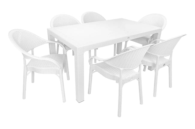 Mandella Elit Rattan 90x150 Eylül Koltuk Masa Takımı Beyaz