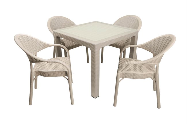 Mandella Elit Rattan 90x90 Eylül Koltuk Camlı Masa Takımı Çölbeji