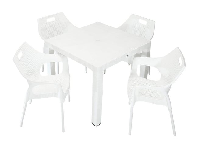Mandella Elit Rattan 90x90 Star Koltuk Masa Takımı BEYAZ