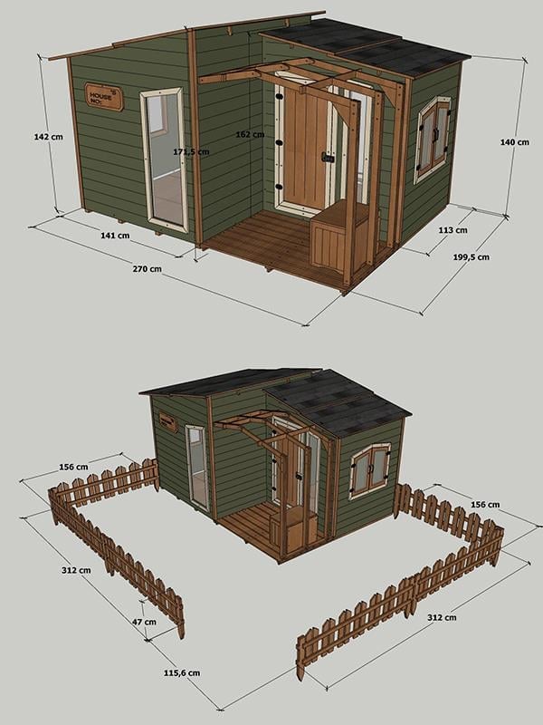 Mandu Ahşap Bahçeli Modern Playhouse (Oyun Evi) Mnd235