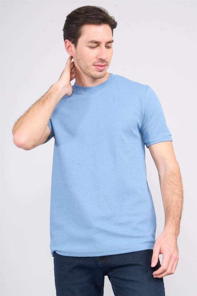 Mareteks 6611 Js S.Blue Erkek 0 Yaka Peteklı Lyc Suprem T-Shırt