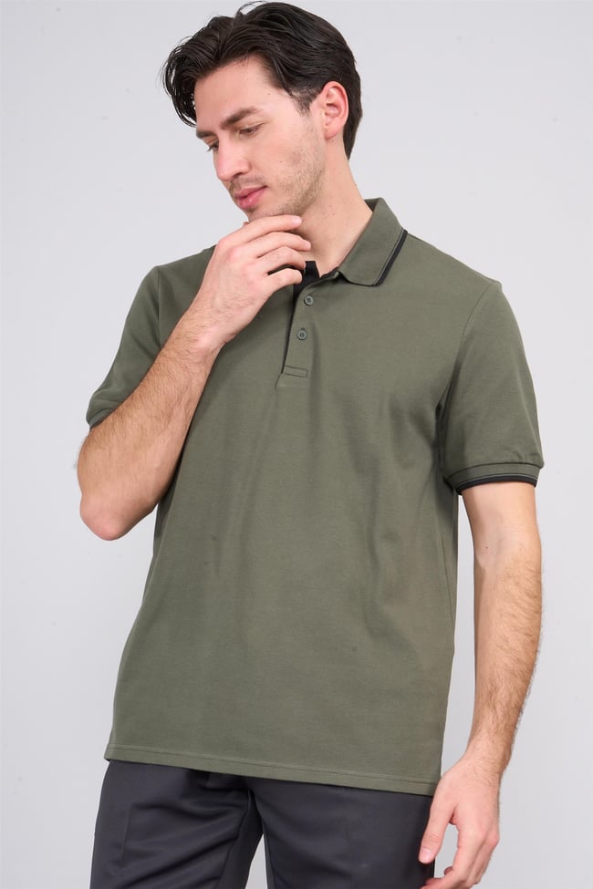 Mareteks 6613 Js Hakı Erkek Polo Yaka Garnılı Pıke T Shırt