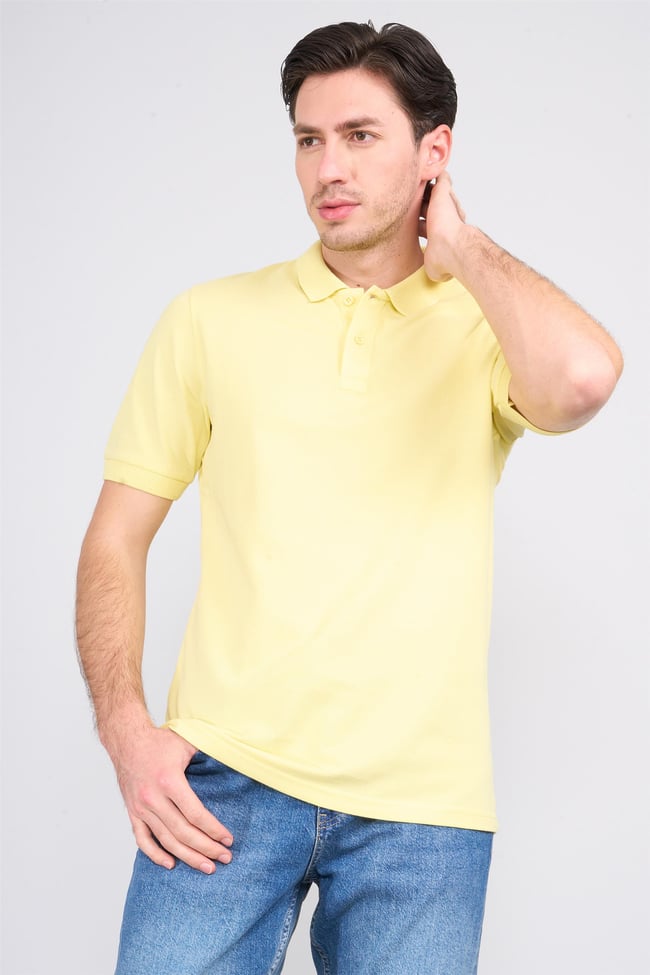 Mareteks 6615 Js A Sarı Erkek Polo Jakar Yaka 24/1 Pıke T-Shırt