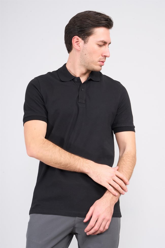 Mareteks 6615 Js Sıyah Erkek Polo Jakar Yaka 24/1 Pıke T-Shırt