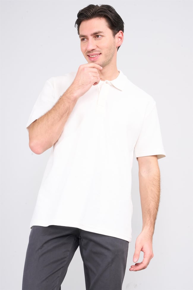 Mareteks 6619 Js Ekru Erkek Polo Yaka Lakınt T-Shırt