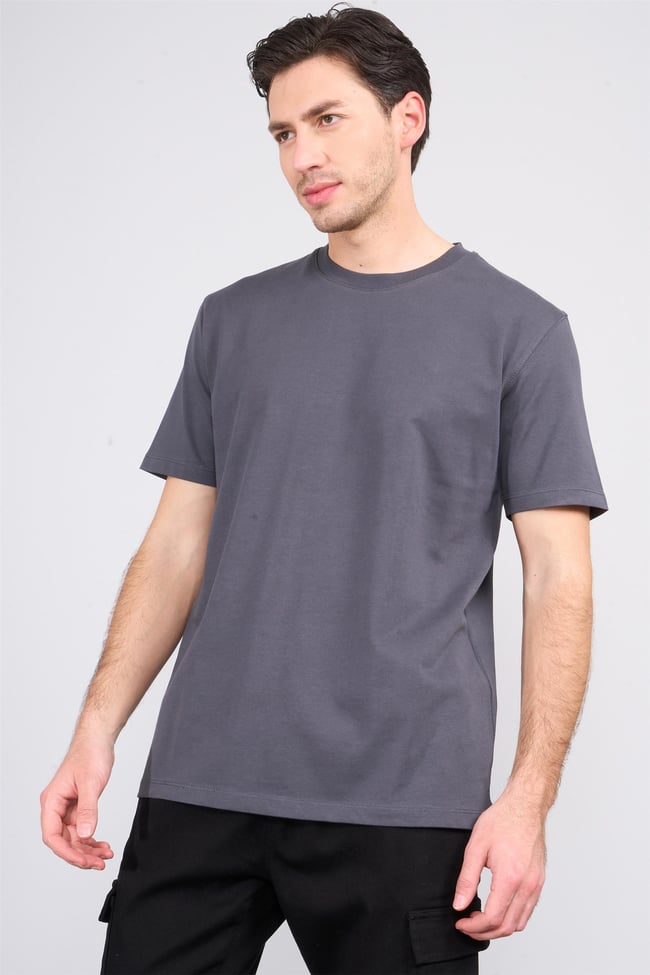 Mareteks 6621 Js Antrasıt Erkek 0 Yaka 30/2 Relax T Shırt