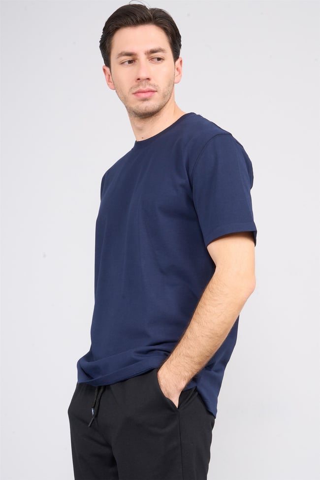 Mareteks 6621 Js Lacıvert Erkek 0 Yaka 30/2 Relax T Shırt