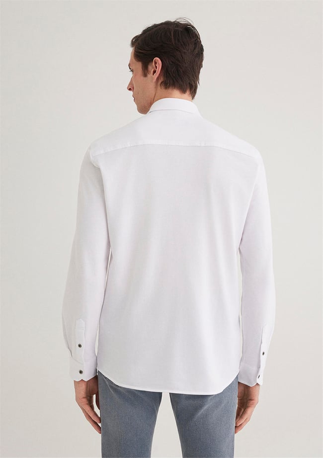 Mavi 021638-620 13 Beyaz Fitted Uzun Kollu Erkek Örme Gömlek